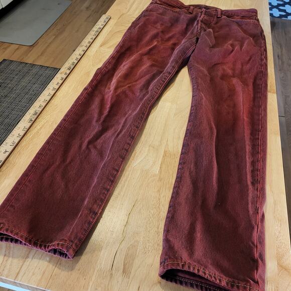 Levi's 501 CT Maroon 31 x 32 Tapered Denim Jeans Faded Tag 90.s Custom Cut - Picture 5 of 16